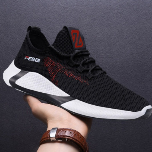 New Sports Shoes Men's Breathable Casual Mesh Shoes Comfort Increase Lace-up Non-slip Low-top Running Shoes null