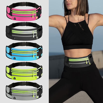 Double Zippers Waist Bags Waterproof Sports Running Fanny Pack null