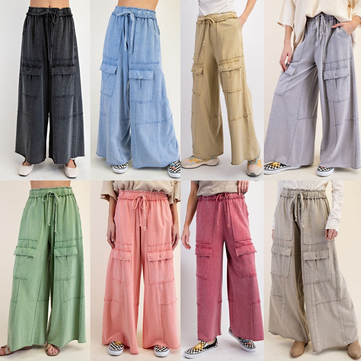 Women's Casual Working Pants High Waist Large Pocket Straight-leg Pants null