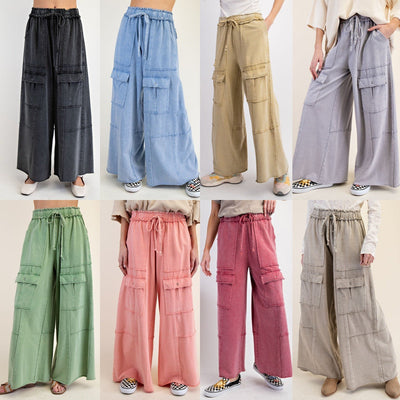 Women's Casual Working Pants High Waist Large Pocket Straight-leg Pants null