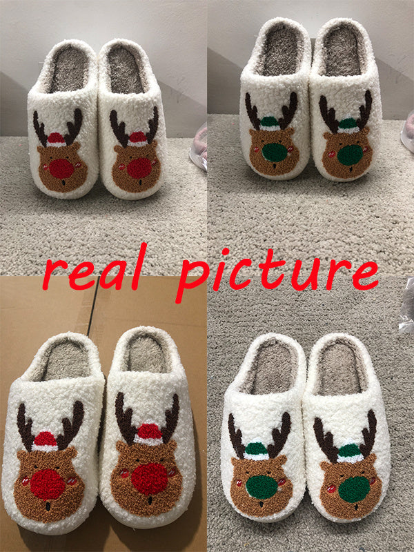 Christmas Shoes Winter Home Slippers Elk Soft Cozy Bedroom Slipper Slip On House Shoes null