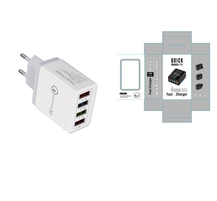 USB Charger Quick Charge 3.0 4 Phone Adapter For Tablet Portable Wall Mobile Charger Fast Charger null