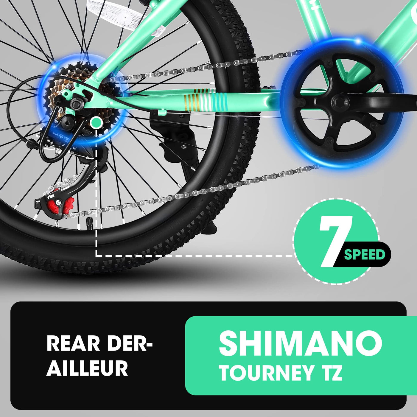 S20101 20 Inch Kids' Bike, Boys Girls Mountain Bike Ages 6-12, 7 Speed Teenager Children Kids' Bicycles, Front Suspension Disc Brake Rear V-Brake, High Steel Frame null