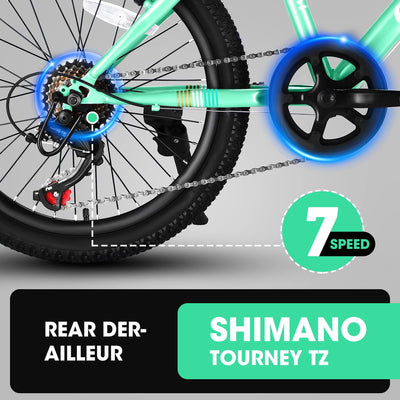 S20101 20 Inch Kids' Bike, Boys Girls Mountain Bike Ages 6-12, 7 Speed Teenager Children Kids' Bicycles, Front Suspension Disc Brake Rear V-Brake, High Steel Frame null