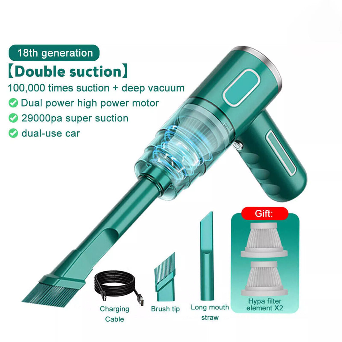 Cordless Hand-Held Vacuum Cleaner Mini Portable Car Auto Home Wireless Handheld Vacuum Cordless, Portable Car Vacuum Cleaner With Powerful Suction And Brushless Motor, Rechargeable null