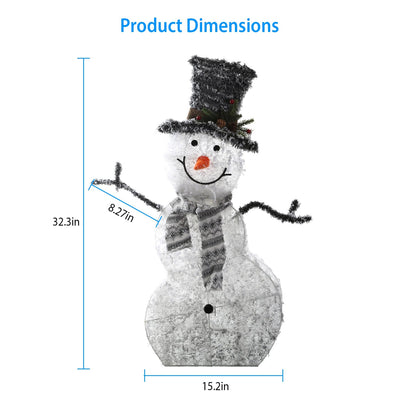 1Pc LED Christmas Snowman Decoration Light Collapsible Battery Operated Lighted Snowman Indoor Outdoor Garden Light With Removable Hands Scarf null