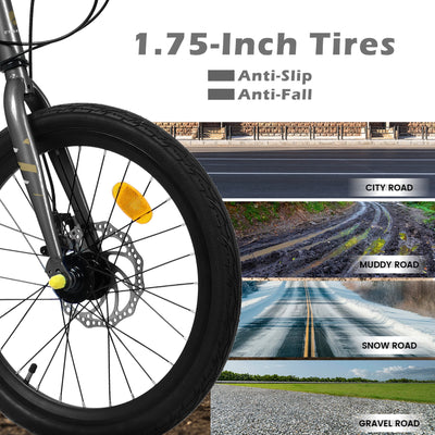 A20183 Kids Bike For 6-12 Years Old, 20 Inch Children's Bicycle For Boys Girls, 7-Speed Steel Frame, , Dual Disc Brakes, 20x1.75 Inch Tires Road Bike, 4 Color Options null