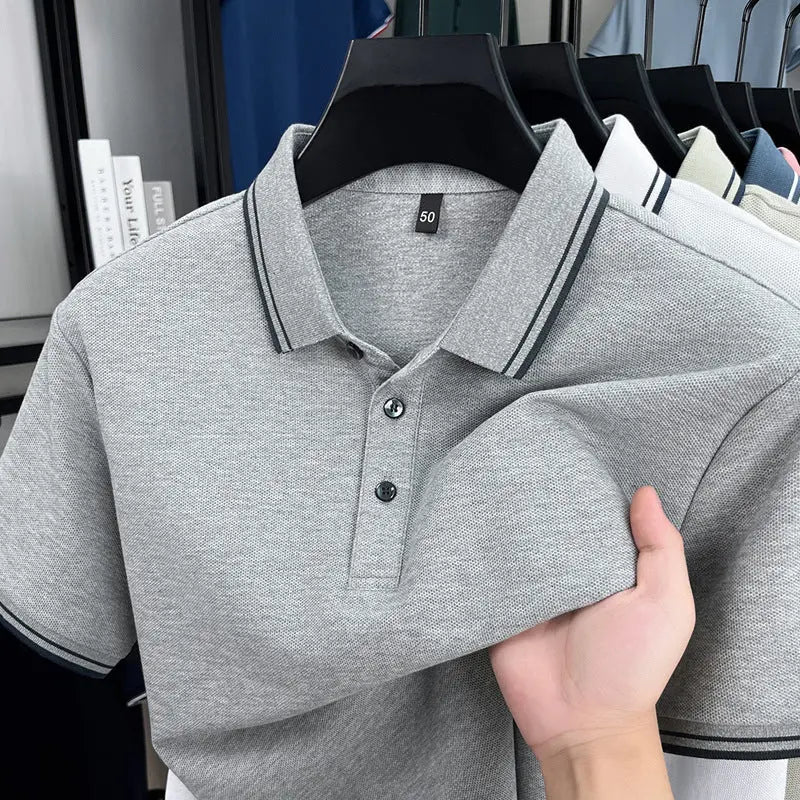 Summer Lapel Mercerized Cotton T-shirt Loose Breathable null