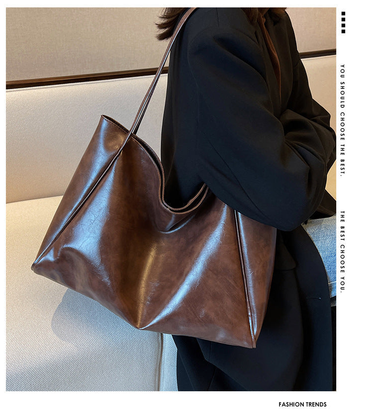 Vintage Women's Tote Bag Athletic Casual Fashion Large Capacity Leather Shoulder Bag Shopper Harajuku Simple Handbag null