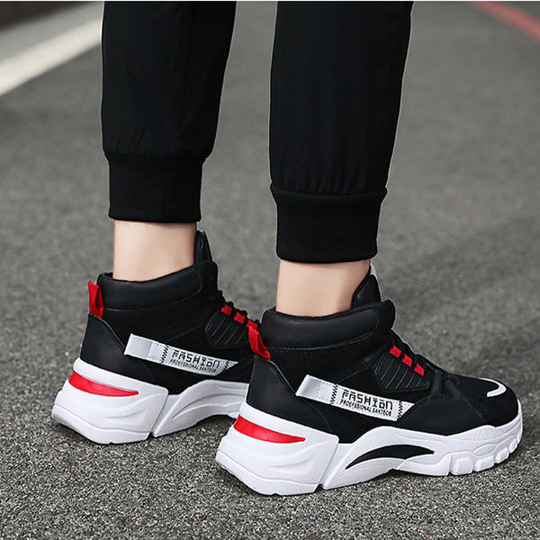 Men's Lace-up Color-matching Sneakers Fashion High-top Height-increasing Casual Shoes null