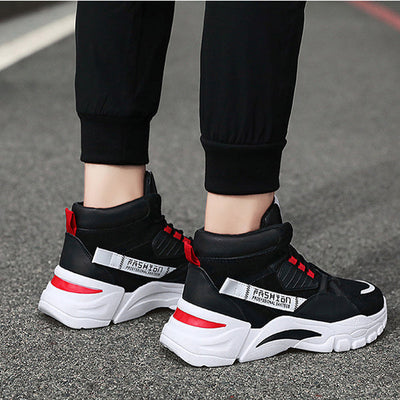 Men's Lace-up Color-matching Sneakers Fashion High-top Height-increasing Casual Shoes null