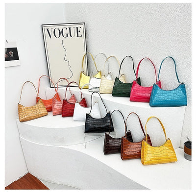 Embossed Underarm Stone Pattern Candy Color Shoulder Bag null