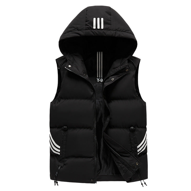 Men's Coat Hooded Thickened Warm Waistcoat Cotton Vest null