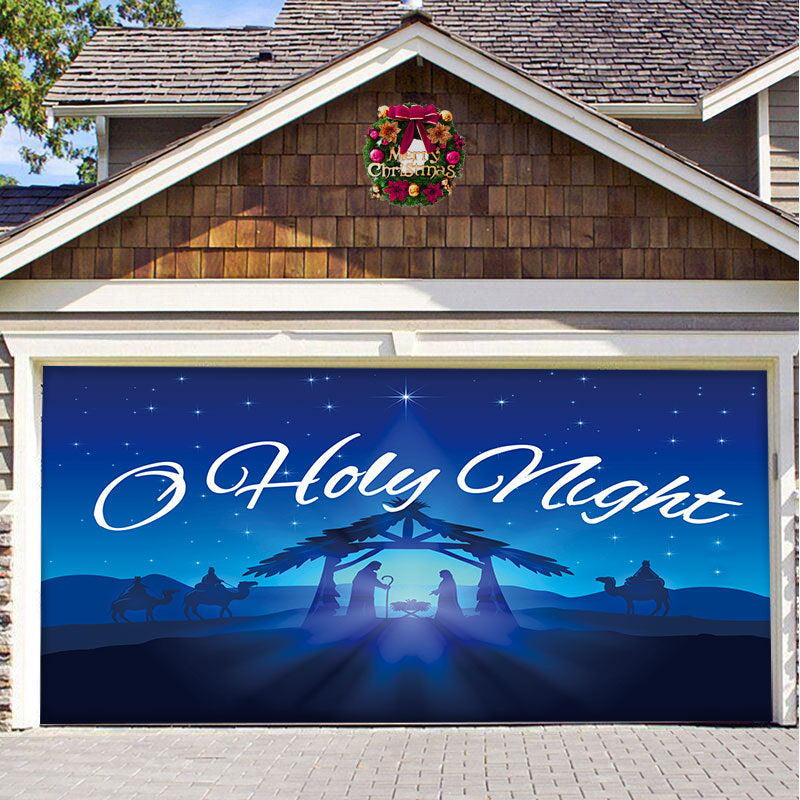 Christmas Background Hanging Cloth Garage Door Patch Holiday Party null