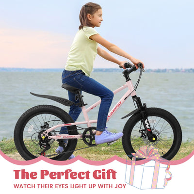 20 Inch Mountain Kids Bike For Boys & Girls, Ages 6-12, 7-Speed With Front Suspension null