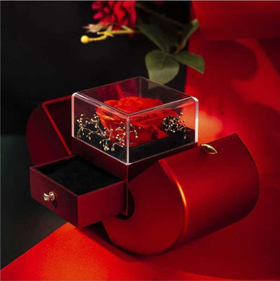 Fashion Jewelry Box Red Apple Christmas Gift Necklace Eternal Rose For Girl Mother's Day Valentine's Day Gifts With Artificial Flower Rose Flower Jewelry Box null