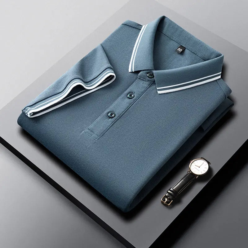 Summer Lapel Mercerized Cotton T-shirt Loose Breathable null