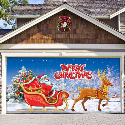 Christmas Background Hanging Cloth Garage Door Patch Holiday Party null