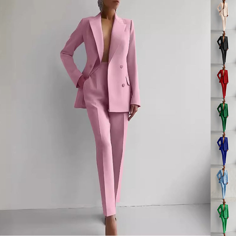 Casual Suits Fashion Long Sleeve Single-breasted Jacket Top And Slim Fit Trousers Women's Business Suits null
