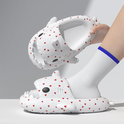 Lovers Shark Slippers Heart Print Shoes Women Men null