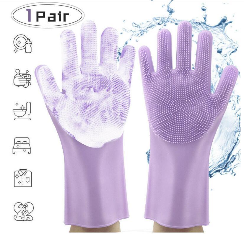 Silicone Heat-resistant Cleaning Brush Scrubbing Gloves null