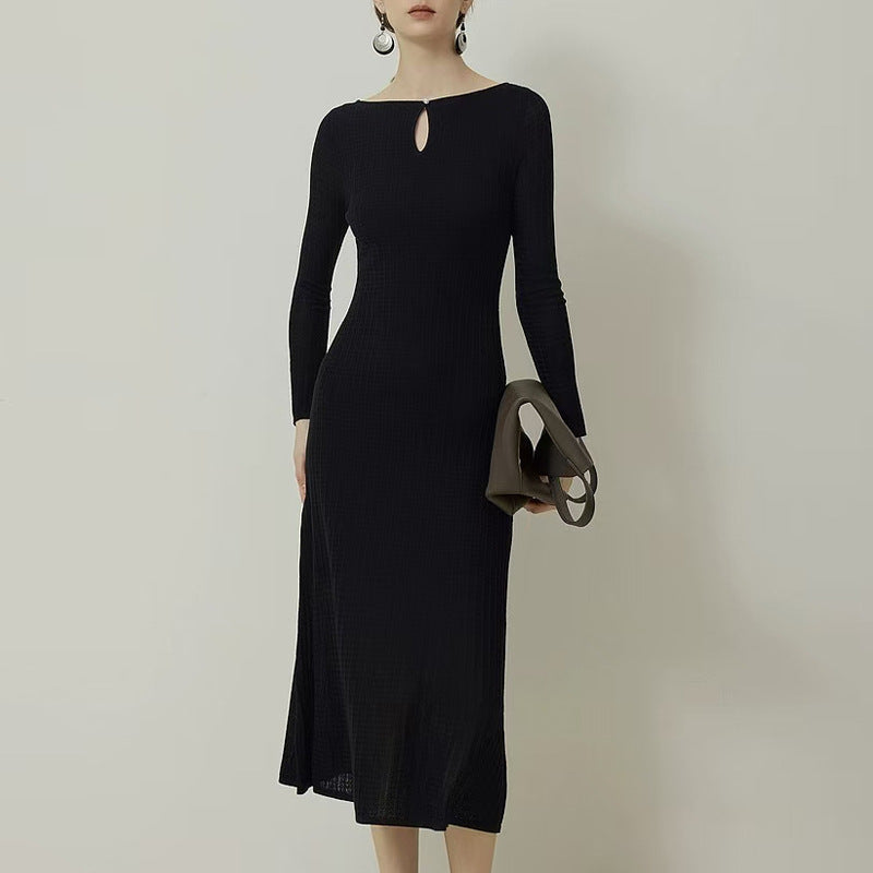 French Water Drop Collar Woolen Skirt Autumn And Winter New Base null