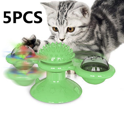 Cat Rotating Windmill Multi-Function Toys Itch Scratching Device Teeth Shining Toy Shoppers Synchrony