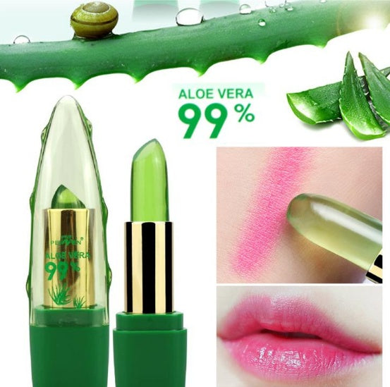 Aloe Vera Gel Color Changing Lipstick Gloss  Moisturizer Anti-drying Desalination Fine-grain Lip Blam Care null