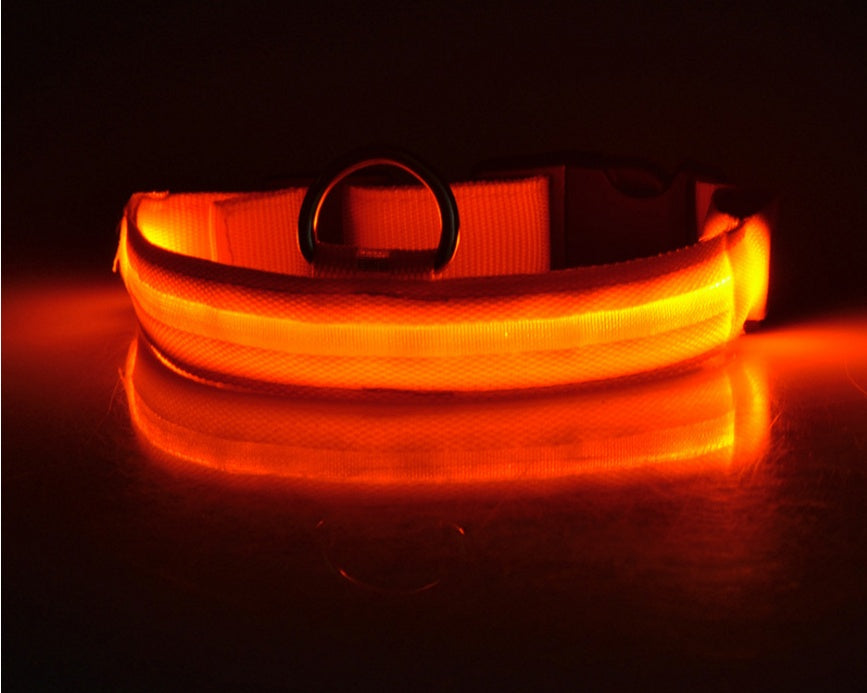 Nylon LED Pet Dog Luminous Collar Night Safety Flashing Glow in Dark Dog Cat Leash Adjustable Pet Supplies null