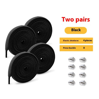 Shoelace For Lazy People Lace-free Rope Elastic Children's Flat Buckle Tie-free White Shoes Men's And Women's Fixed White null