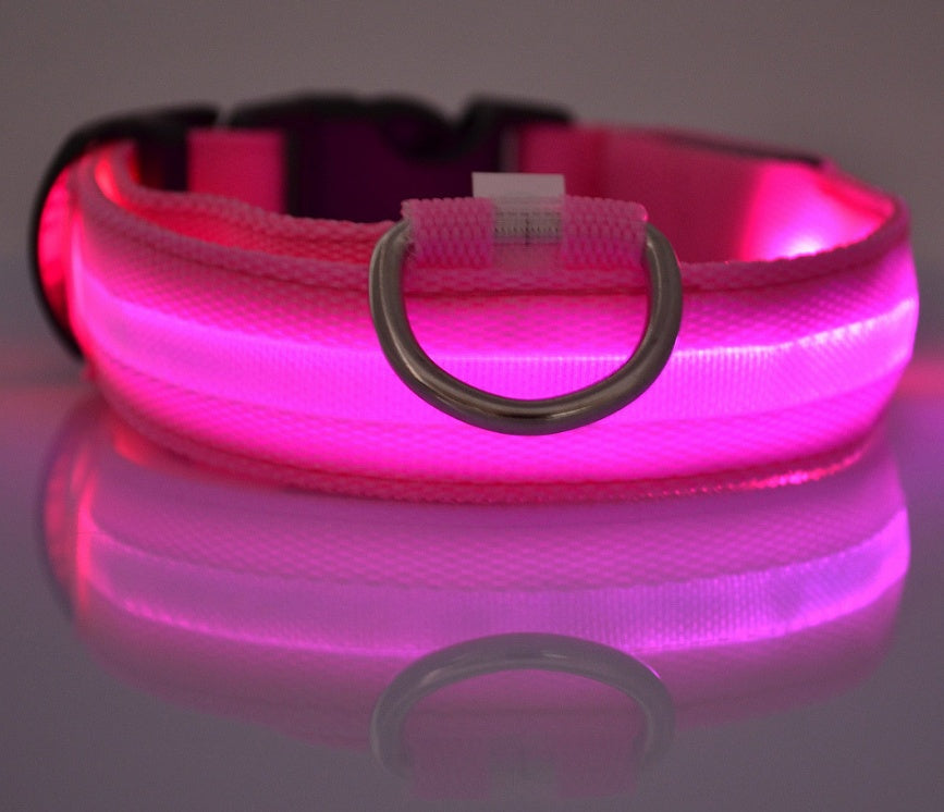Nylon LED Pet Dog Luminous Collar Night Safety Flashing Glow in Dark Dog Cat Leash Adjustable Pet Supplies null