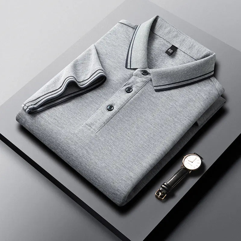 Summer Lapel Mercerized Cotton T-shirt Loose Breathable null