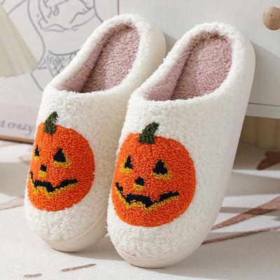 Halloween Pumpkin Cartoon Slippers Warm Winter Slippers Men And Women Couples Indoor House Shoes null
