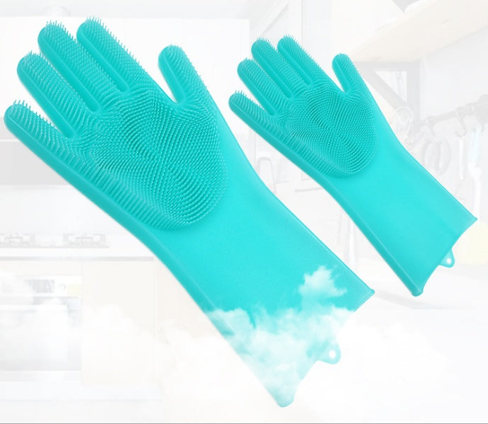 Silicone Heat-resistant Cleaning Brush Scrubbing Gloves null
