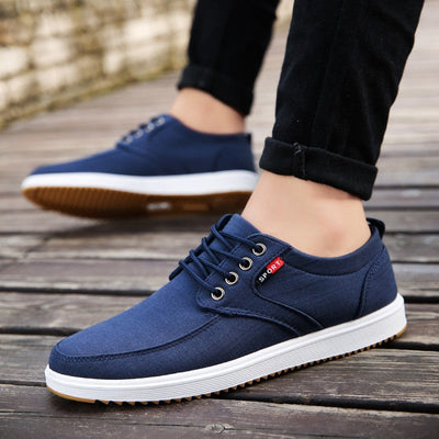 Men's Lace-up Canvas Shoes Casual Men Breathable Walking Flats Shoes null