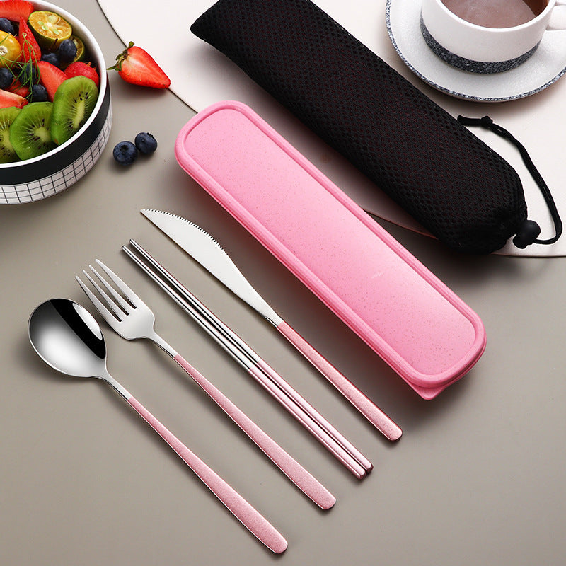 304 Dinnerware Set Flatware Kitchen Accessories Camping Travel Sets Gold Knife Fork Spoon Portable Cutlery Sets With Case null