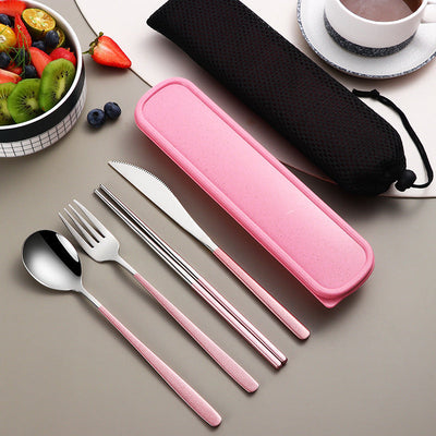304 Dinnerware Set Flatware Kitchen Accessories Camping Travel Sets Gold Knife Fork Spoon Portable Cutlery Sets With Case null