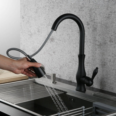 All Copper Rotatable Pull-Out Retractable Kitchen Faucet null