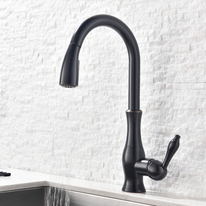 All Copper Rotatable Pull-Out Retractable Kitchen Faucet null