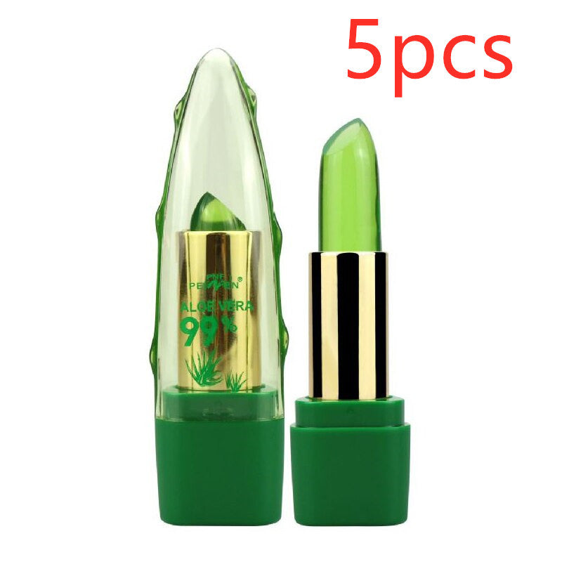 Aloe Vera Gel Color Changing Lipstick Gloss  Moisturizer Anti-drying Desalination Fine-grain Lip Blam Care null