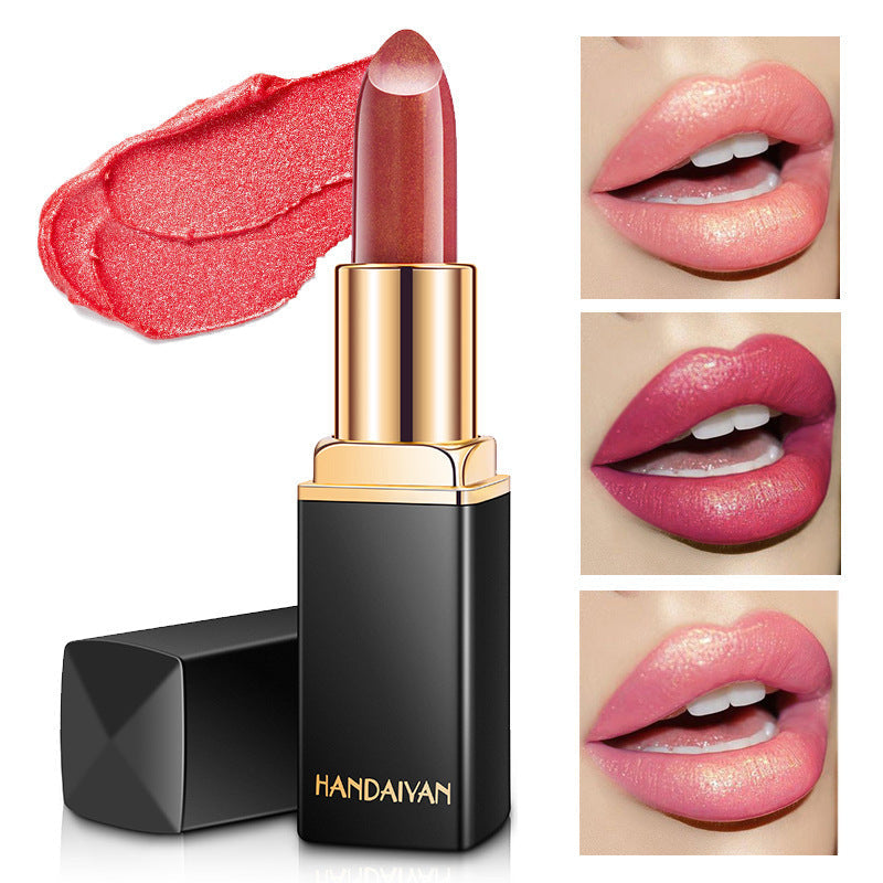 Shiny Metallic Lipstick Pearlescent Color Temperature Change Lipstick Gilt Lipstick null