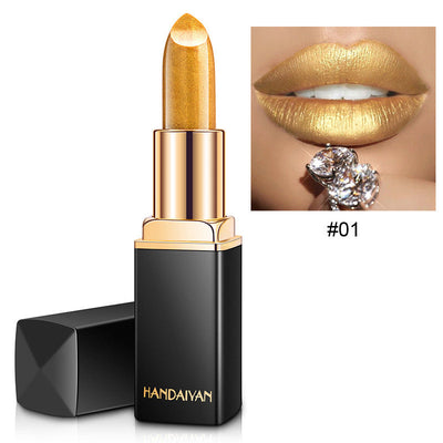 Shiny Metallic Lipstick Pearlescent Color Temperature Change Lipstick Gilt Lipstick null