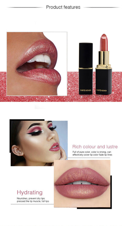 Shiny Metallic Lipstick Pearlescent Color Temperature Change Lipstick Gilt Lipstick null