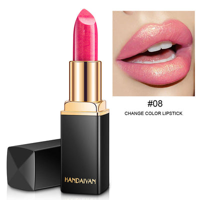 Shiny Metallic Lipstick Pearlescent Color Temperature Change Lipstick Gilt Lipstick null