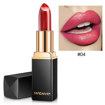 Shiny Metallic Lipstick Pearlescent Color Temperature Change Lipstick Gilt Lipstick null