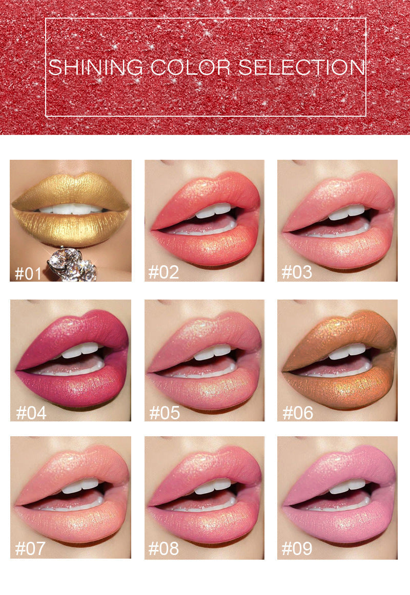 Shiny Metallic Lipstick Pearlescent Color Temperature Change Lipstick Gilt Lipstick null