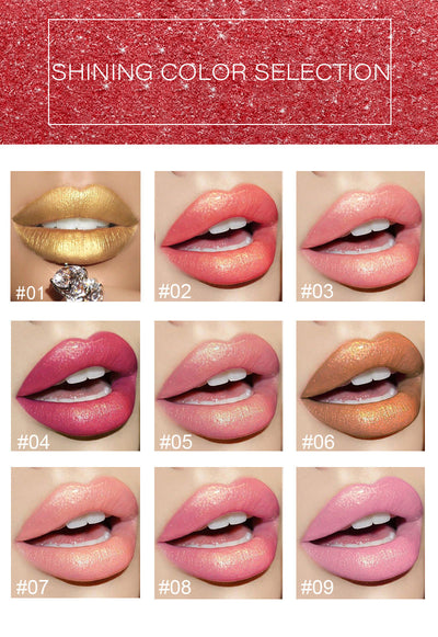 Shiny Metallic Lipstick Pearlescent Color Temperature Change Lipstick Gilt Lipstick null