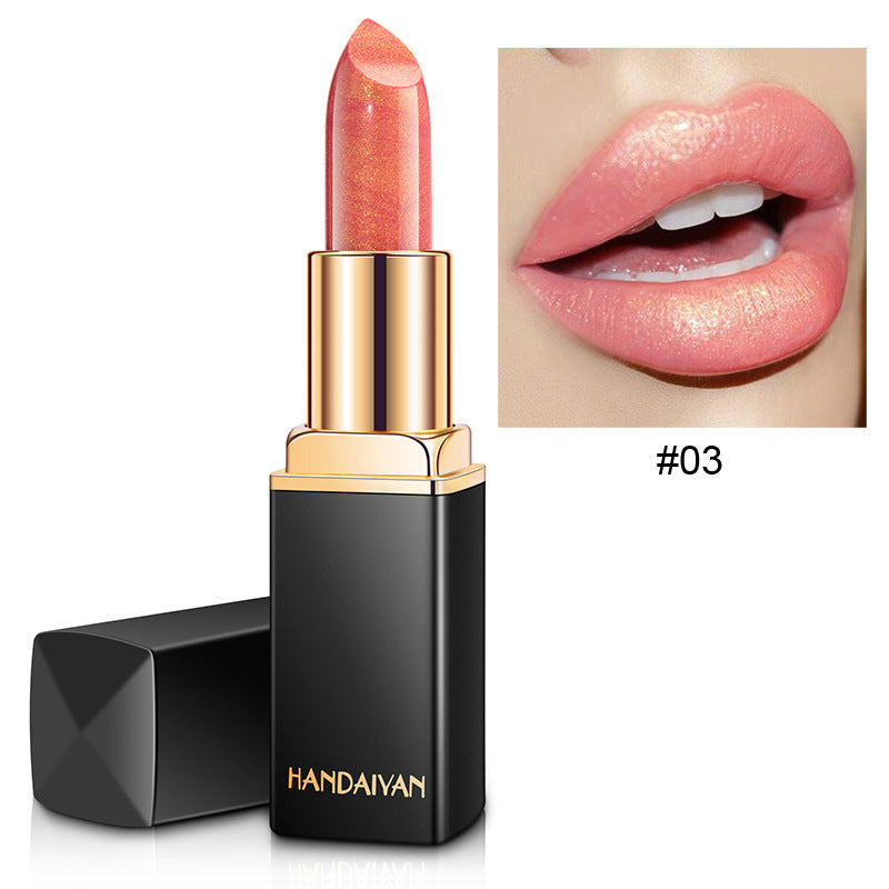 Shiny Metallic Lipstick Pearlescent Color Temperature Change Lipstick Gilt Lipstick null