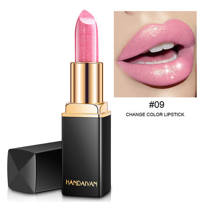 Shiny Metallic Lipstick Pearlescent Color Temperature Change Lipstick Gilt Lipstick null