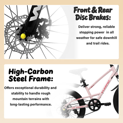 20 Inch Mountain Kids Bike For Boys & Girls, Ages 6-12, 7-Speed With Front Suspension null